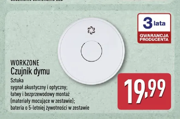 Czujnik dymu Workzone promocja w Aldi