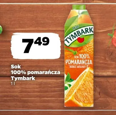 Sok 100% pomarańcza Tymbark promocja w Netto