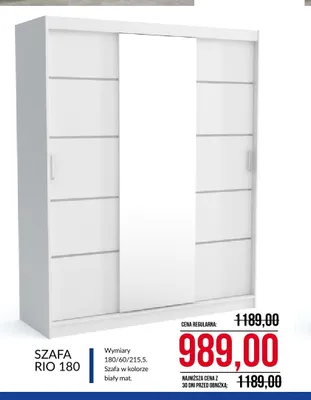 Szafa Rio 180 biały mat promocja w Abra Meble