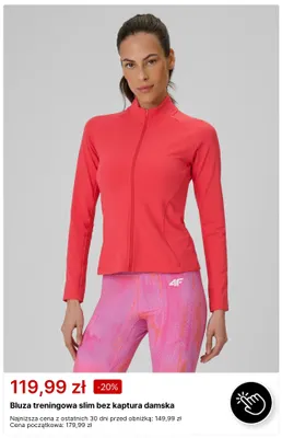 Bluza treningowa slim bez kaptura damska 4F promocja w 4F