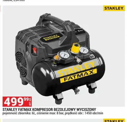 Kompresor bezolejowy wyciszony Stanley Fatmax promocja w Merkury Market
