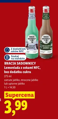 Lemoniada z sokami NFC bez dodatku cukru upiorne jabłko Bracia Sadownicy promocja w Lidl