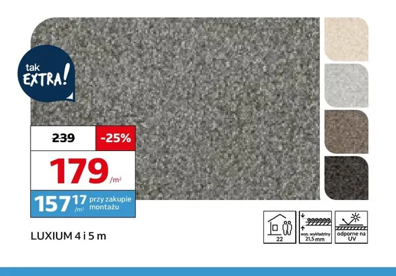 Wykładzina dywanowa Luxium 4 m promocja w Komfort