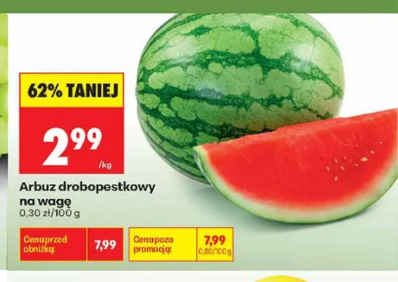 Arbuz drobopestkowy na wagę promocja w Biedronka