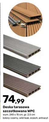 Deska tarasowa szczotkowana WPC promocja w Bricomarche