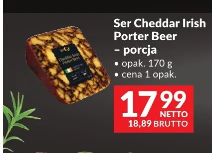Ser cheddar Irish Porter Beer porcja promocja w Makro