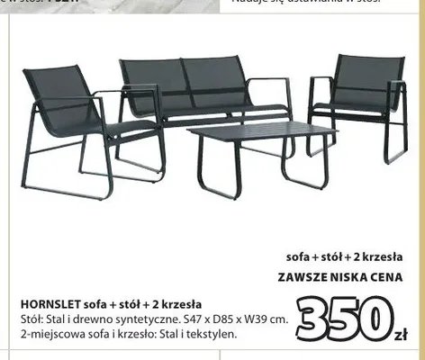 Zestaw mebli ogrodowych HORNSLET sofa stół 2 krzesła promocja w Jysk