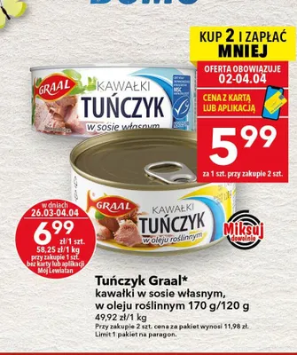 Tuńczyk kawałki w sosie własnym promocja w LEWIATAN
