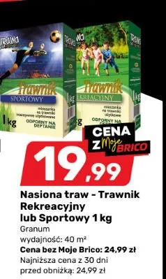 Nasiona traw - Trawnik Rekreacyjny lub Sportowy 1 kg promocja w Bricomarche