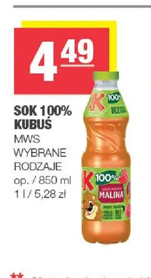 Sok Kubuś 100% promocja w SPAR