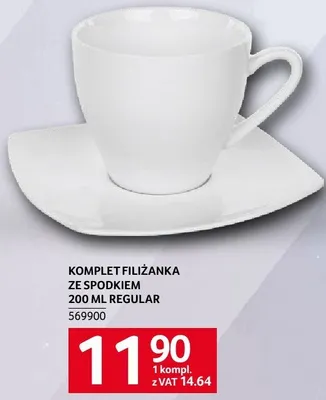 KOMPLET FILIŻANKA ZE SPODKIEM 200 ML REGULAR promocja w Selgros