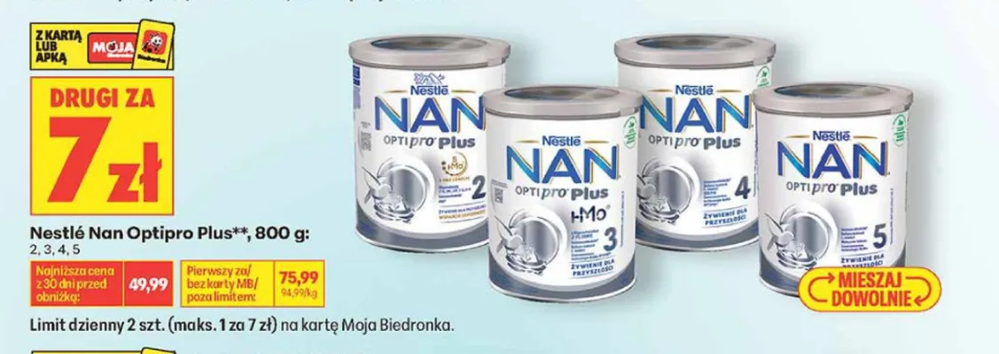 Mleko modyfikowane Nestlé Nan Optipro Plus 2 promocja w Biedronka