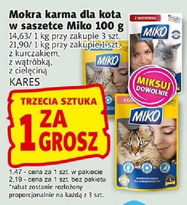 Mokra karma dla kota w saszetce Miko 100g promocja w Prim Market