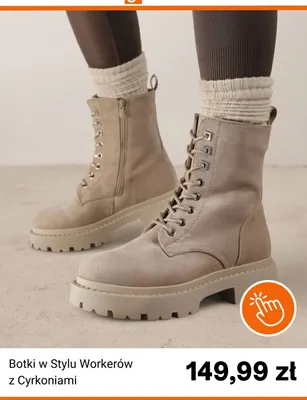 Botki w stylu workerów z cyrkoniami Born2be promocja w Born2be