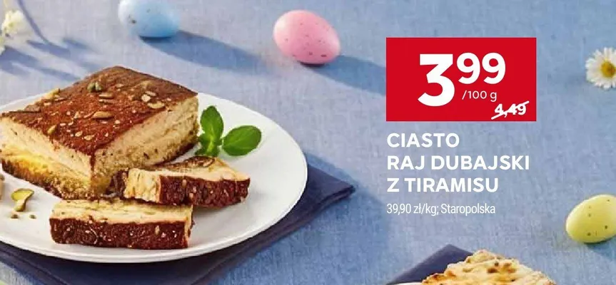 Ciasto raj dubajski z tiramisu promocja w Stokrotka