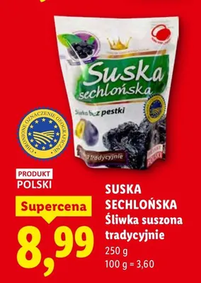 Śliwka suszona tradycyjnie z pestką promocja w Lidl