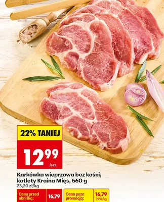 Karkówka wieprzowa bez kości, kotlety Kraina Mięs, 560 g promocja w Biedronka