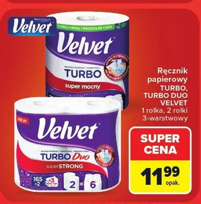 Ręcznik papierowy Velvet Turbo Duo 2-pak promocja w Carrefour