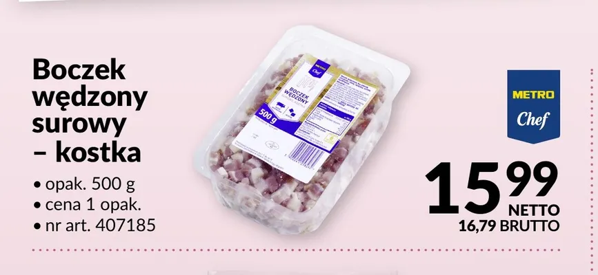 Boczek wędzony surowy kostka METRO Chef promocja w Makro