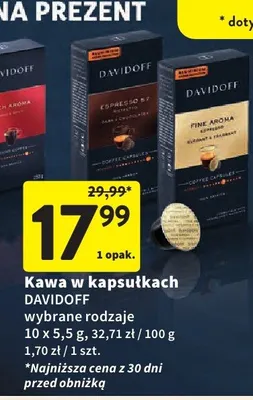 Kawa w kapsułkach Davidoff promocja w Intermarche