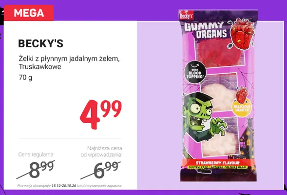 Żelki z płynnym jadalnym żelem truskawkowe Becky's promocja w Rossmann