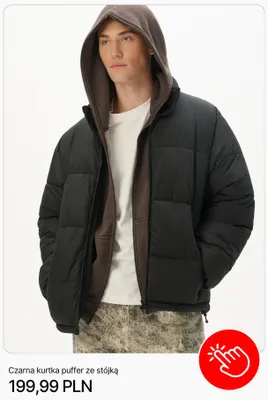 Czarna kurtka puffer ze stójką Cropp promocja w Cropp