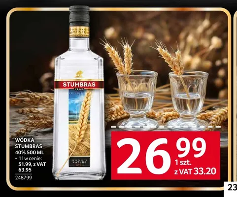 Wódka Stumbras 40% promocja w Selgros