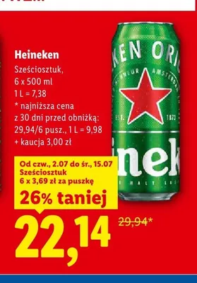 Piwo Heineken 6-pak promocja w Lidl