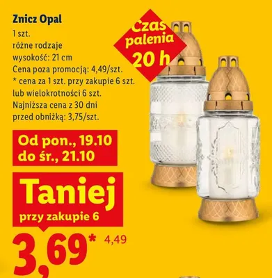 Znicz Opal 21 cm promocja w Lidl