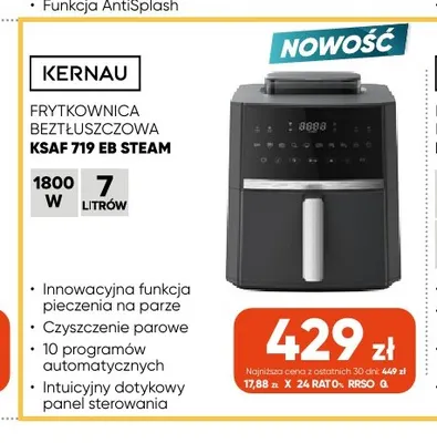 Frytkownica beztłuszczowa Ksaf 719 Eb Steam Kernau promocja w Max Elektro