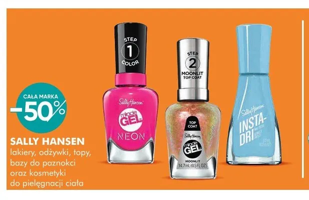 Lakiery odżywki topy bazy do paznokci oraz kosmetyki do pielęgnacji ciała Sally Hansen promocja w Super-Pharm