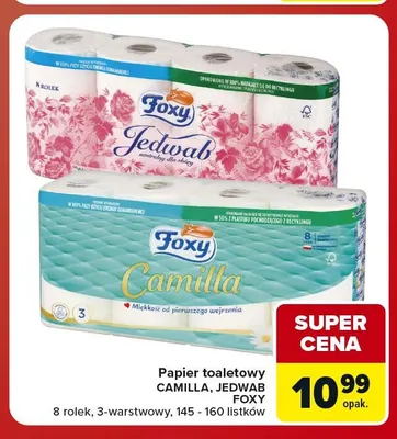 Papier toaletowy Camilla Foxy 8-pak 3-warstwowy promocja w Carrefour Market