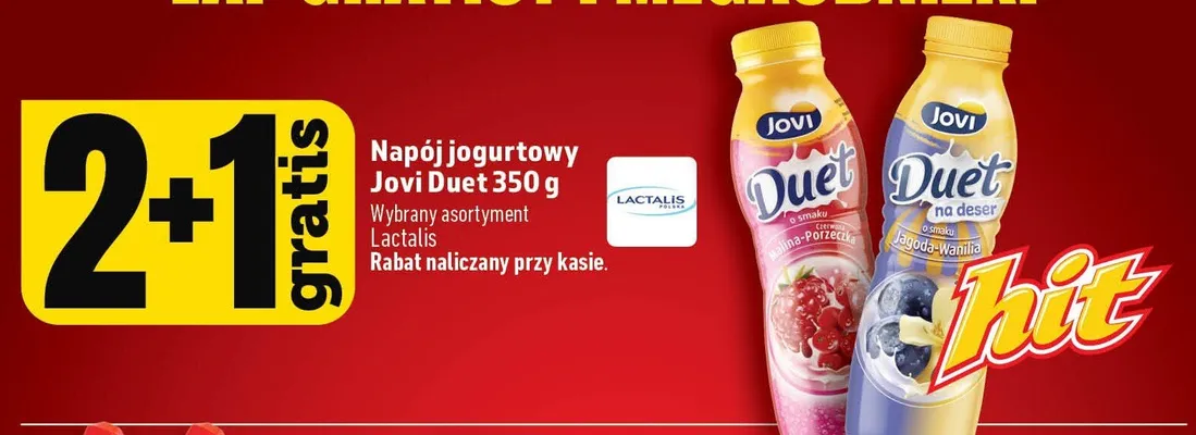 Napój jogurtowy Jovi Duet o smaku jagoda-wanilia promocja w TOPAZ