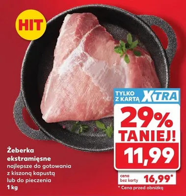 Żeberka ekstramięsne najlepsze do gotowania z kiszoną kapustą lub do pieczenia promocja w Kaufland