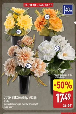 Stroik dekorowany wazon 40 cm promocja w Aldi