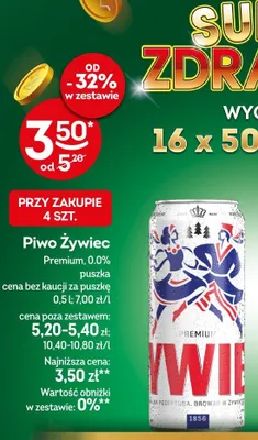 Piwo bezalkoholowe Żywiec 0.0% promocja w Żabka