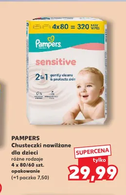 Chusteczki nawilżane dla dzieci Pampers 4-pak promocja w Kaufland