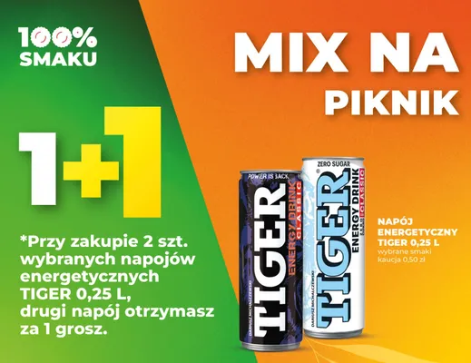 Napój energetyczny Tiger Zero Sugar Classic promocja w Duży Ben