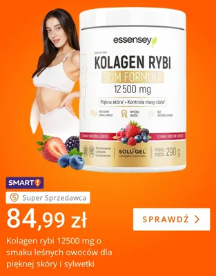 Kolagen rybi 12500 mg o smaku leśnych owoców dla pięknej skóry i sylwetki Essensey promocja w Allegro