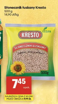 Słonecznik łuskany Kresto promocja w Delikatesy Centrum