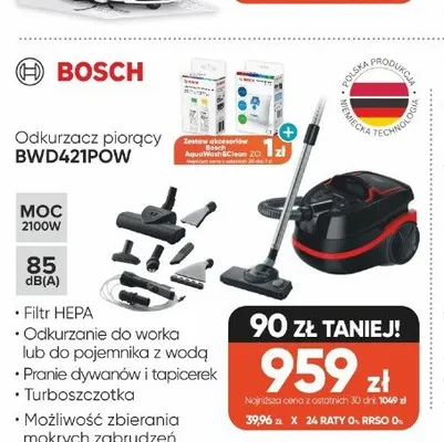 Odkurzacz piorący BOSCH BWD421POW promocja w Max Elektro