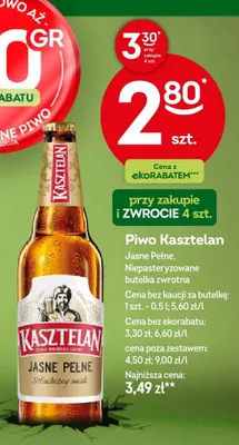 Piwo Kasztelan Jasne Pełne Niepasteryzowane promocja w Żabka