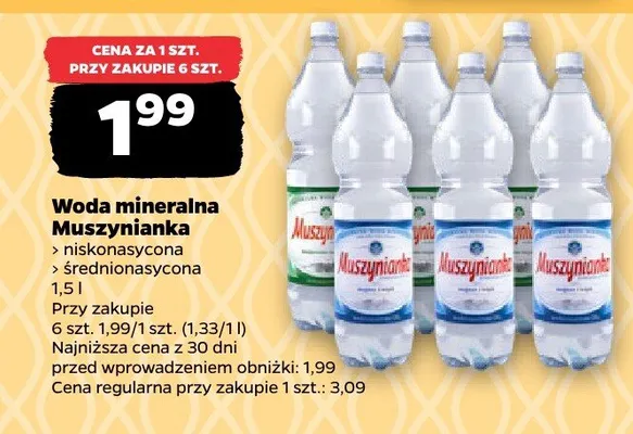 Woda mineralna niskonsyszczona promocja w Netto