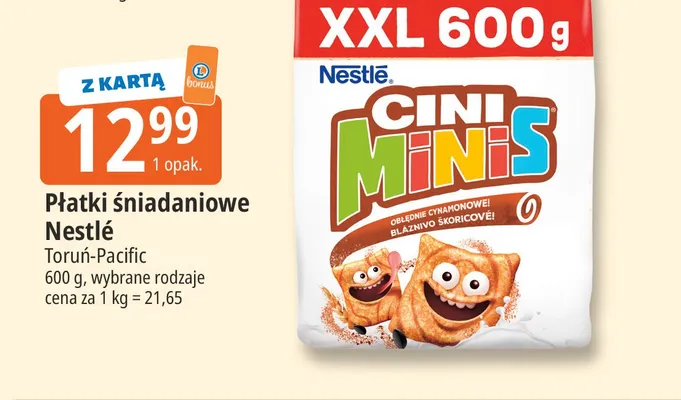 Płatki śniadaniowe Nestlé Cini Minis promocja w Leclerc