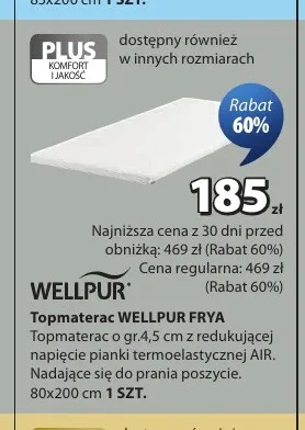 Topmaterac Wellpur Frya 80x200 cm promocja w Jysk