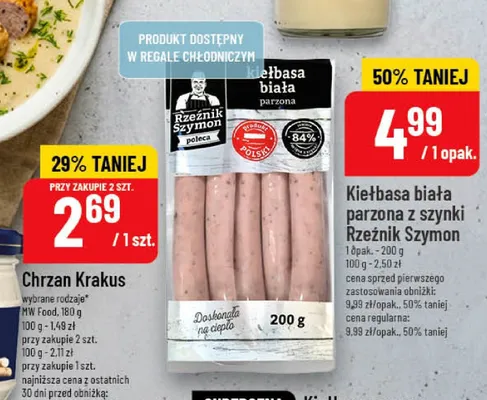 Kiełbasa biała parzona z szynki Rzeźnik Szymon promocja w POLOmarket