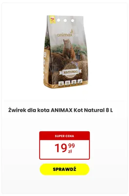 Żwirek dla kota ANIMAX Kot Natural promocja w Media Expert