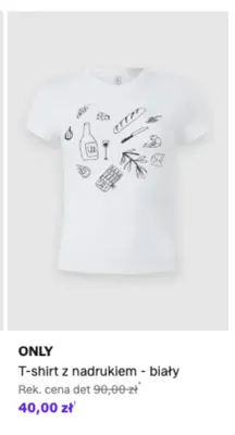 T-shirt z nadrukiem ONLY biały promocja w Lounge by Zalando