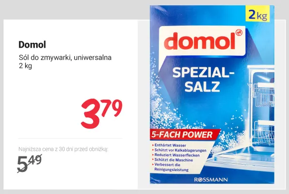 Sól do zmywarki uniwersalna Domol promocja w Rossmann