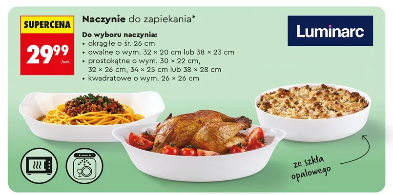 Naczynie do zapiekania ze szkła opalowego owalne o wym. 38x23cm Luminarc promocja w Biedronka
